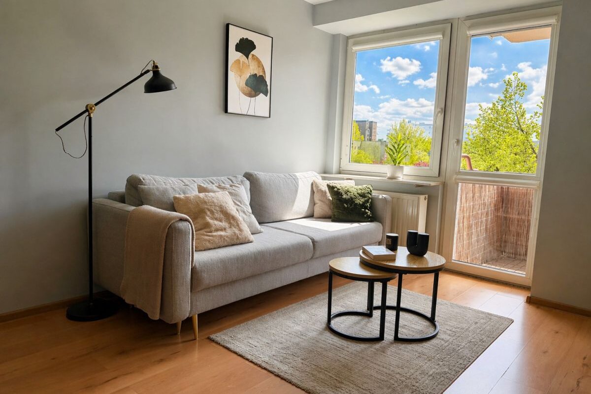 Sunny 1-Bedroom Apartment for Rent in Gocław, Warsaw Balcony 16