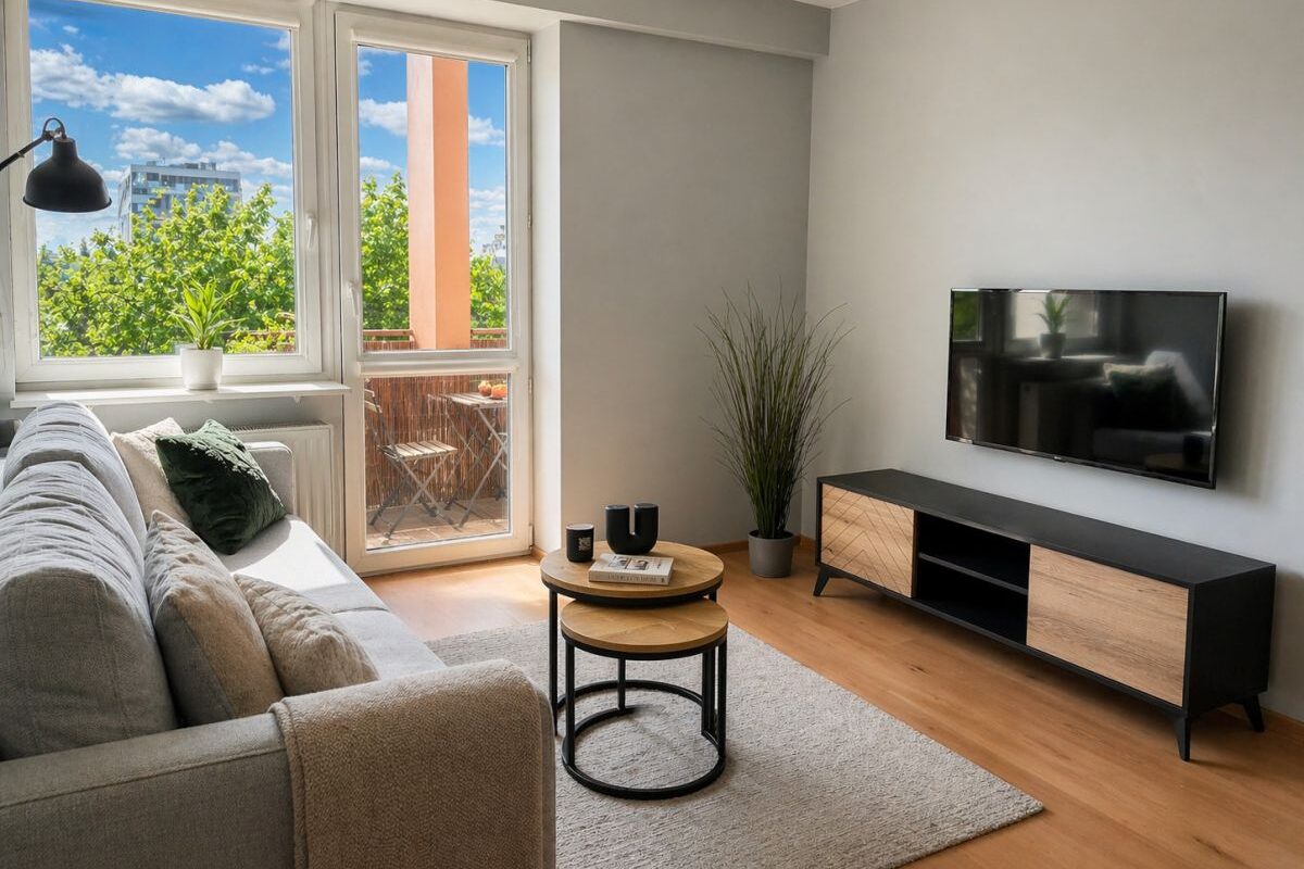 Sunny 1-Bedroom Apartment for Rent in Gocław, Warsaw Balcony 17