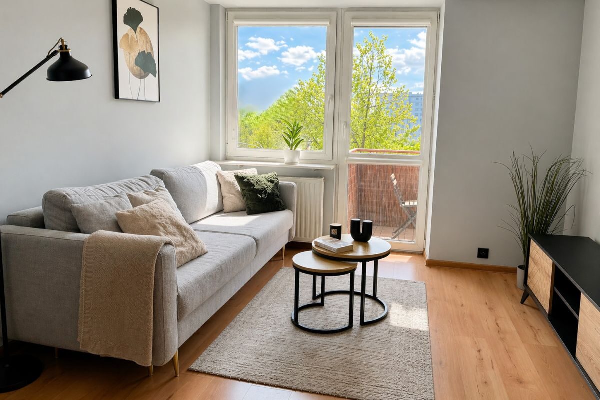Sunny 1-Bedroom Apartment for Rent in Gocław, Warsaw Balcony 13